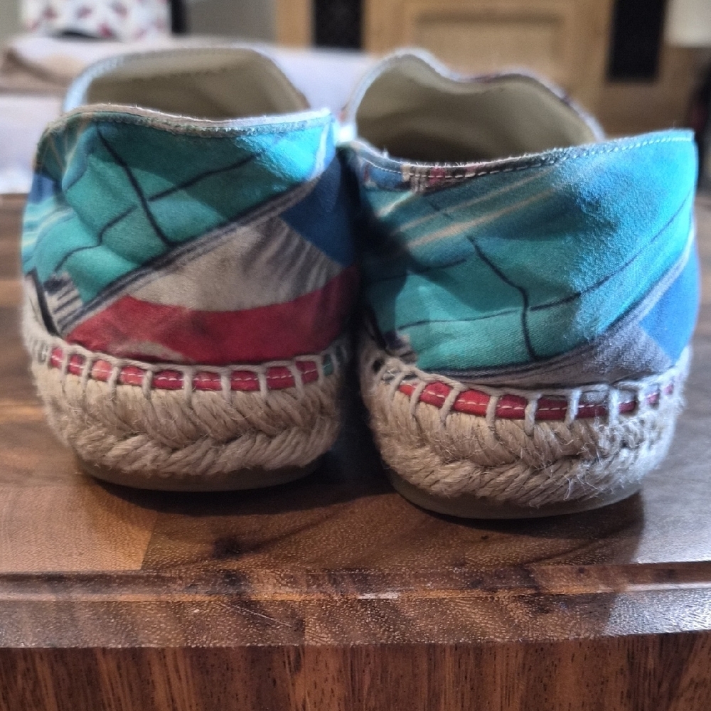 CHANEL Multicolor Canvas Espadrilles with Black Patent Toe - Picture 10 of 15